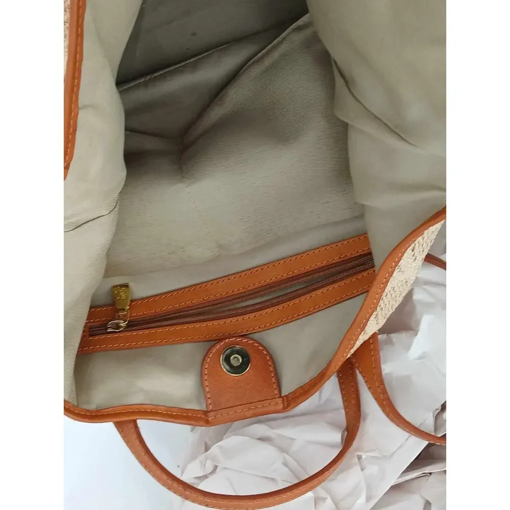 Raffia and leather tote bag, Pratesi Firenze